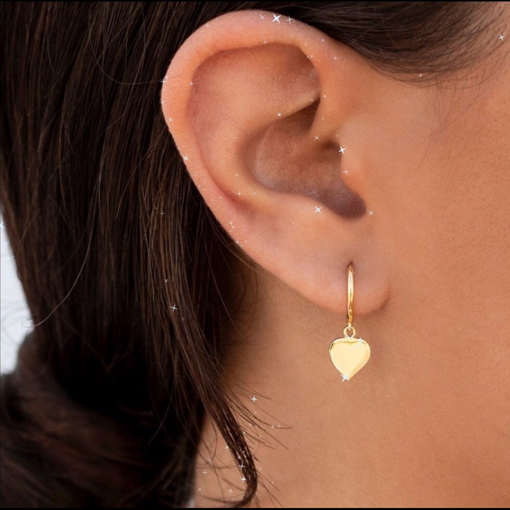 Small Heart Charm Hoop Earrings